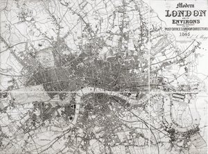 Mapa del Londres Moderno y sus alrededores, 1845